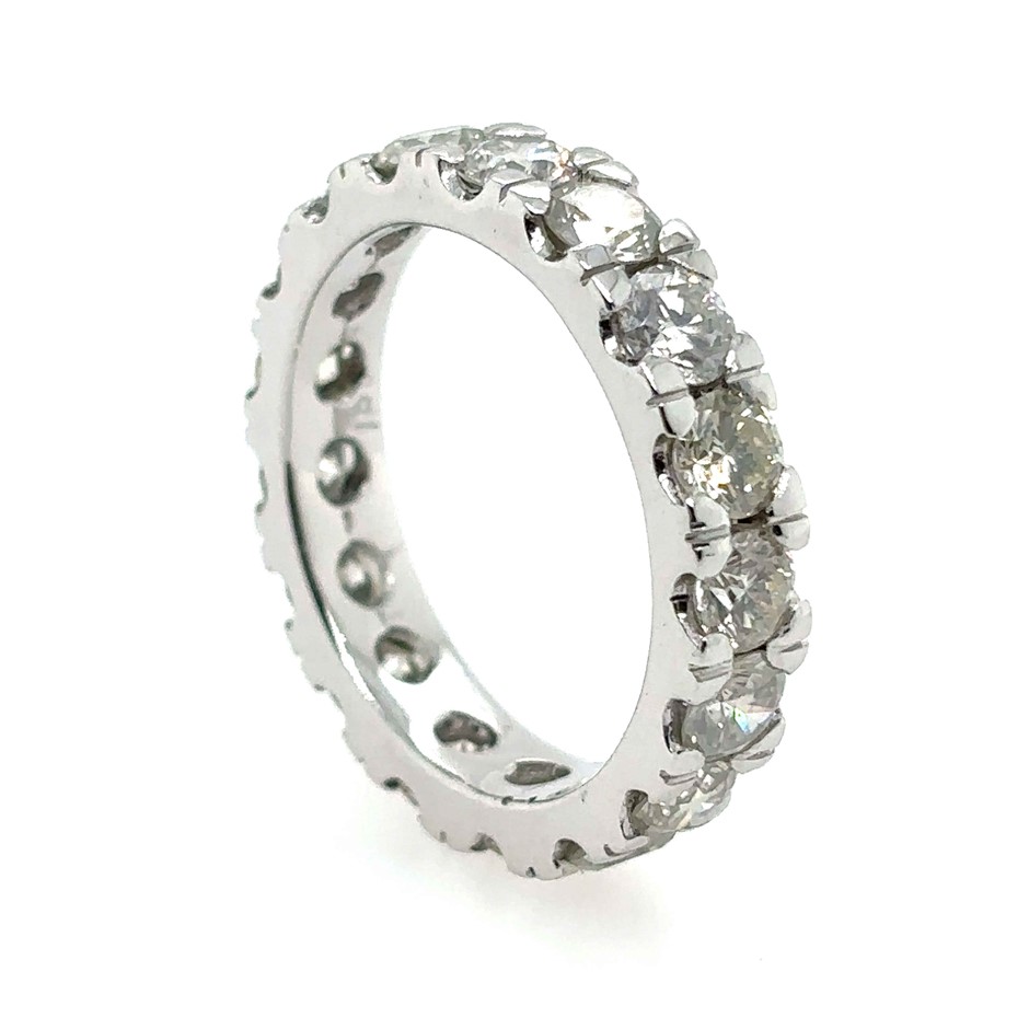 3.35ct 17 Stones Round Dia. H-I/SI Full Circle Ring 18K White Gold