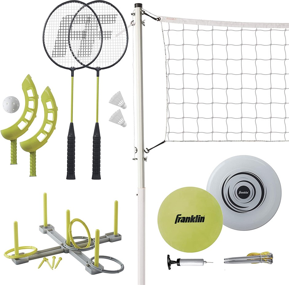 FRANKLIN Sports Fun 5 Combo Set - Badminton, Volleyball, Flip Toss, Flying