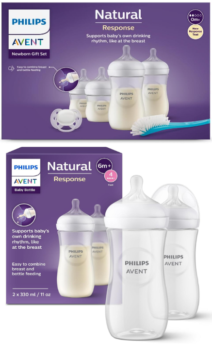 BABY BOTTLES BUNDLE: PHILIPS Avent Natural Response Baby Bottles, 330ml, 2-