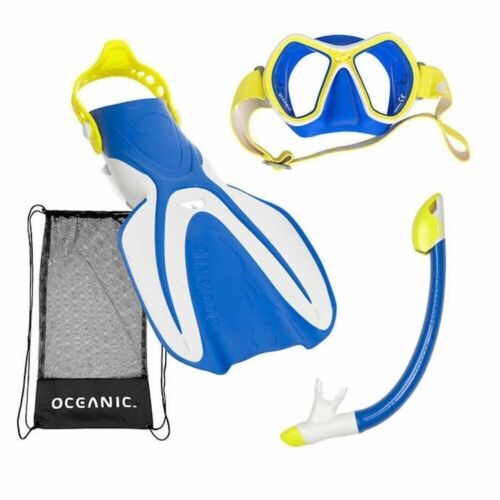 OCEANIC Youth Snorkeling Set, Size S/M, Blue/Yellow. N.B: damaged packaging