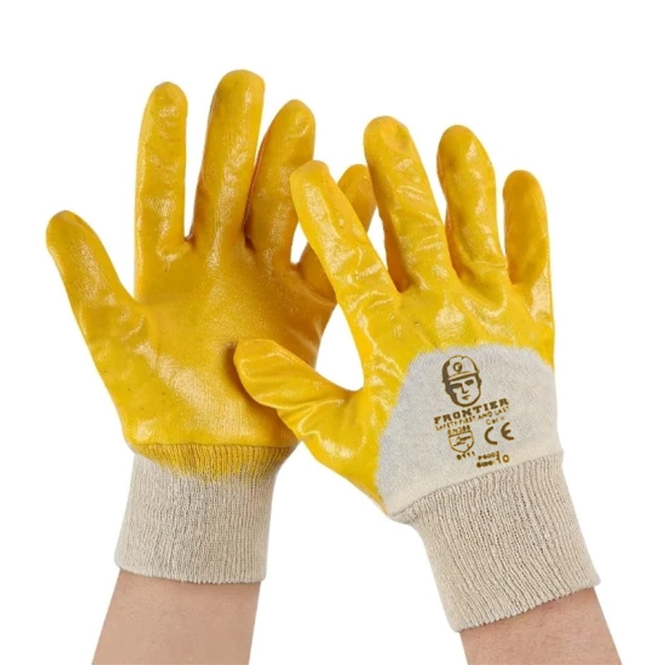 36 Pairs x FRONTIER Light Weight 3/4 Nitrile Dipped Cotton Gloves, Size L/9