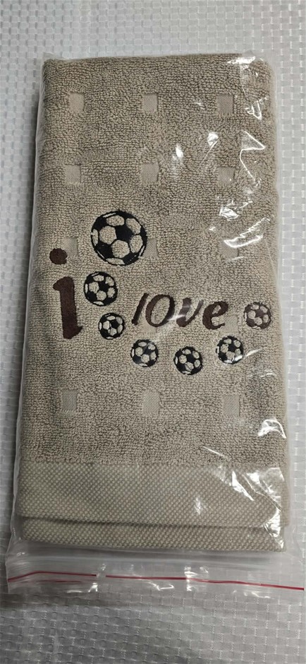 Hand Towel Soccer Brown, Embroided
