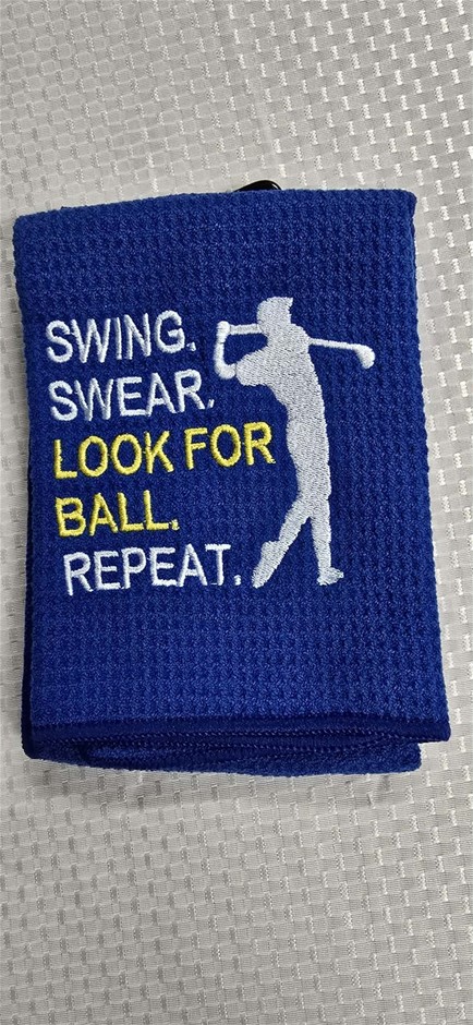Golf Hand Towel Blue, Embroided