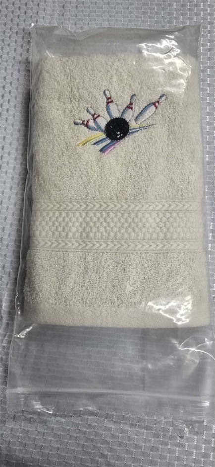 Bowling Hand Towel White, Embroided