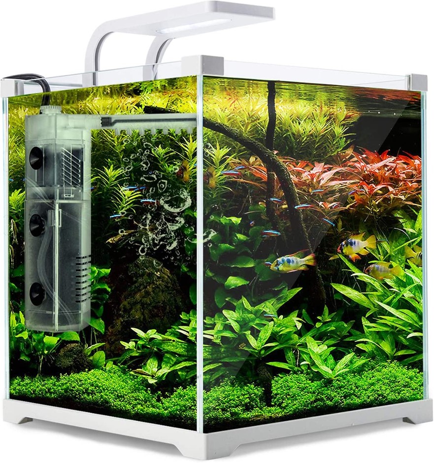 DYNAMIC POWER Starfire Glass Aquarium Fish Tank with 5W LED Light, 3W Filte