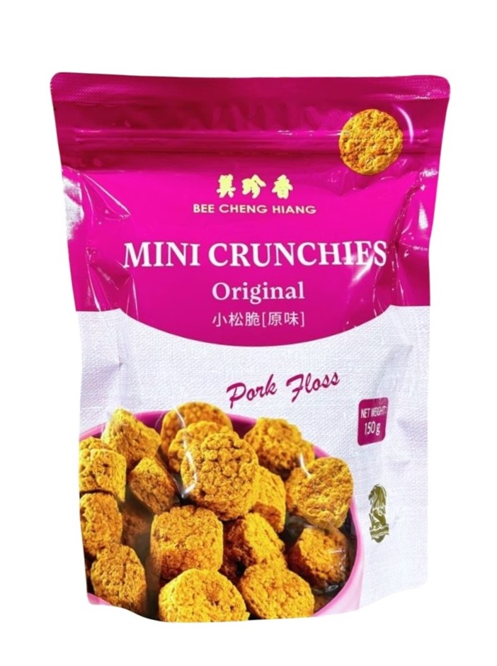 2 x BEE CHENG HIANG Pork Floss Mini Crunchies, 150g. N.B: Damaged packaging
