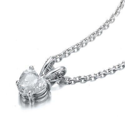 Stunning Rhodium Plated Simulated Diamond Heart Pendant