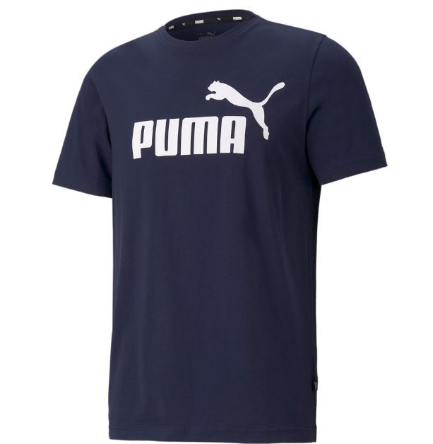 PUMA Men's Essential Logo Tee, Size S, Cotton/Polyester, Peacoat (06).