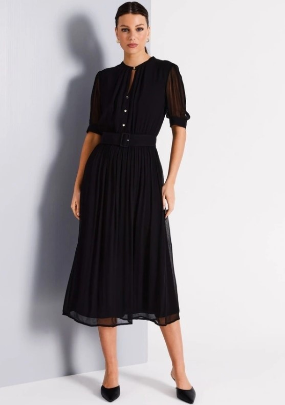 BASQUE Yorgu Belted Midi Dress, Size 10, Black. RRP: $169.95. NB: may have