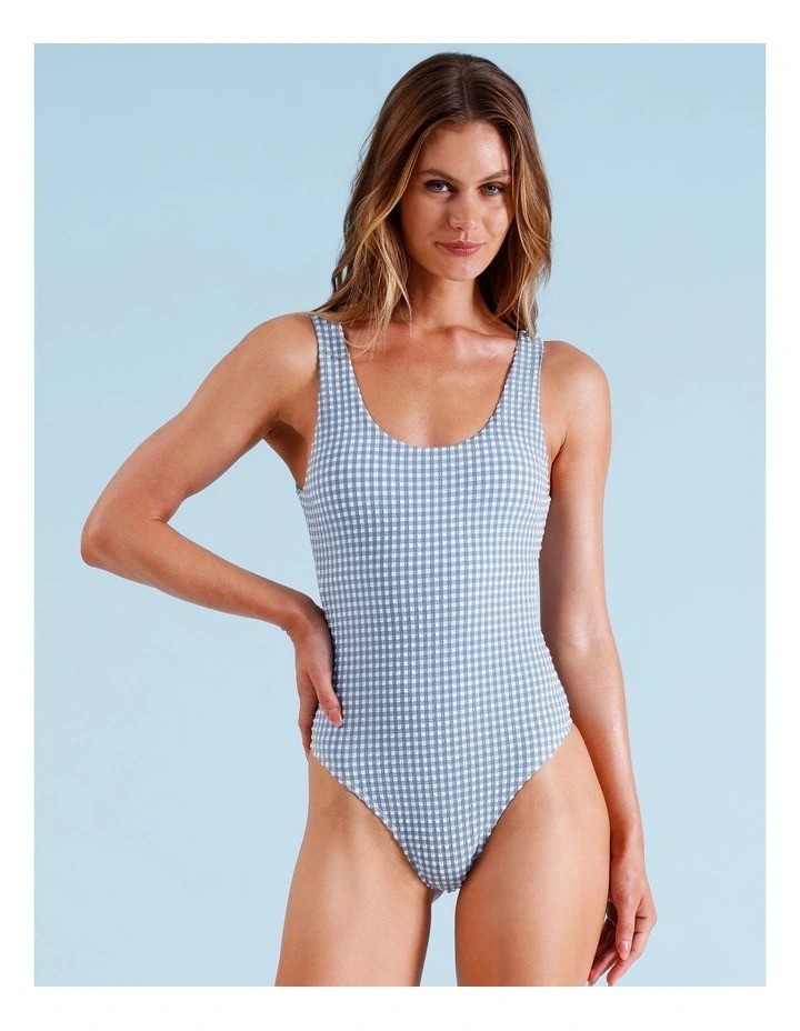 CHLOE&LOLA Riri Swimsuit, Size 14, Blue Gingham. RRP: $79.99. NB: may have