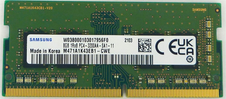 SAMSUNG 8GB DDR4 3200MHz PC4-25600 1.2V 1Rx8 260-Pin SODIMM Laptop RAM Memo