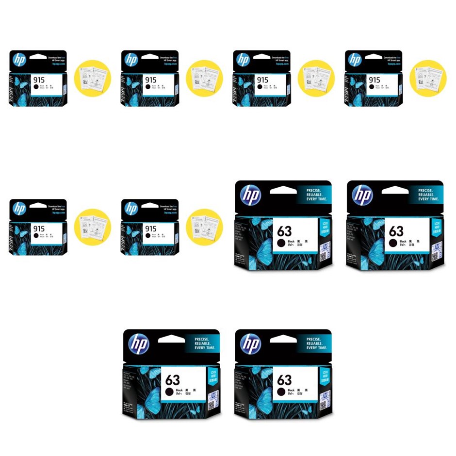 10 x Assorted Sealed Printer Ink. Incl: 6 x HP 915, 4 x HP Office Product 6