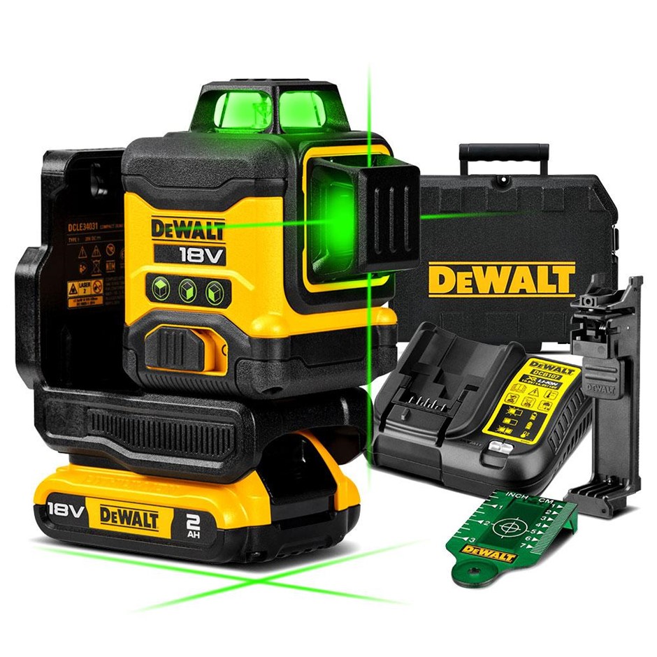 DeWALT 18V 2.0Ah Li-ion XR Compact 3 x 360° Green Beam Multiline Laser Comb