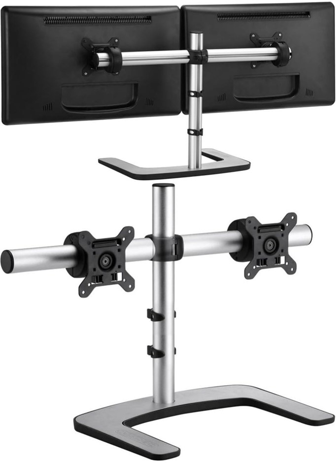 ATDEC Freestanding Dual Horizontal or Single Monitor Desk Mount, VESA 75/10