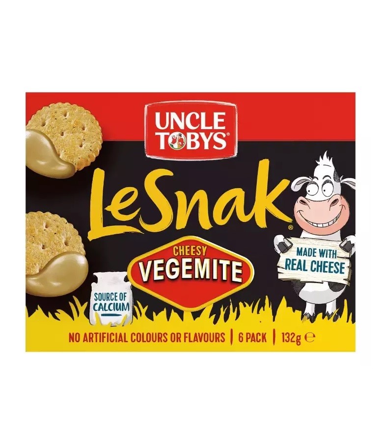 11 x Box of 6pk UNCLE TOBY'S Le Snack Cheesy Vegemite Cheese & Cracker Snac