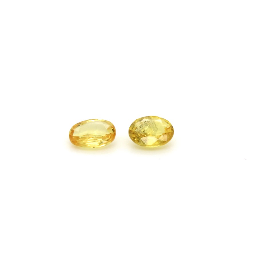 Two 0.70 Ct Oval Yellow Sapphire Gemstone