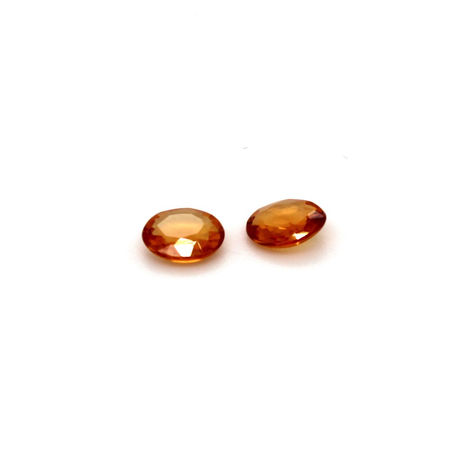 Two 0.66 Ct Oval Orange Sapphire Gemstone