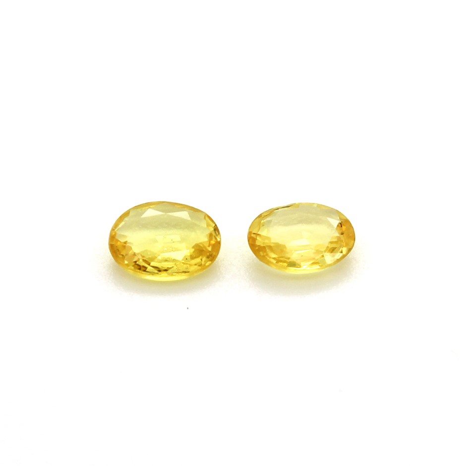 Two 0.62 Ct  Oval Yellow Sapphire Gemstone