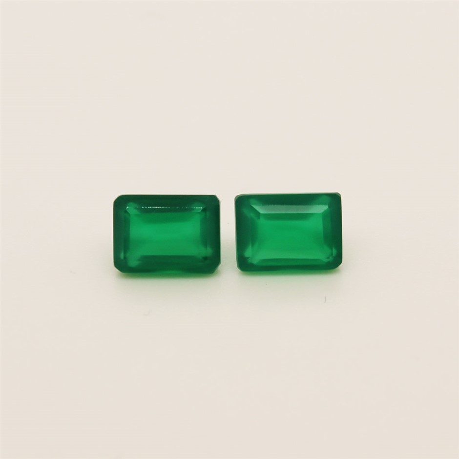 2 Pcs Green Onyx Gemstone