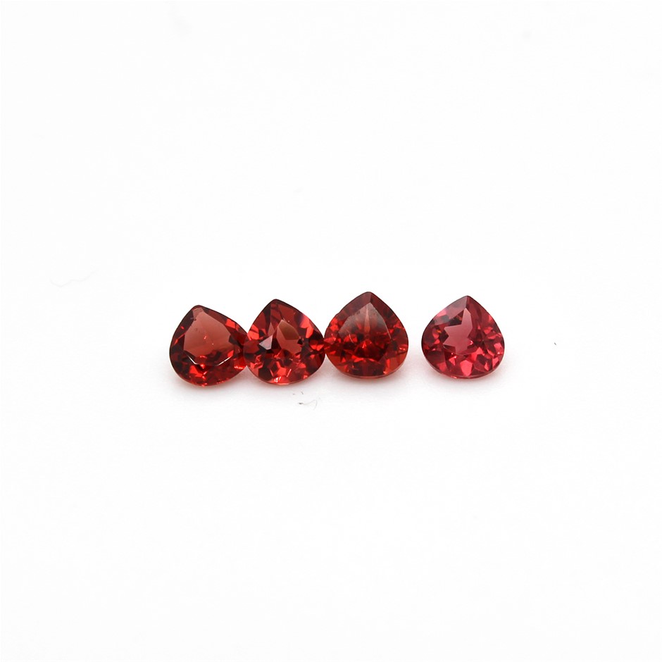 Four 1.16 Ct Pear Garnet Gemstone
