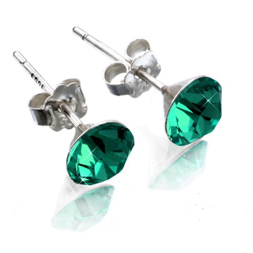 Solid 925 Sterling Silver Birthstone Earrings - May