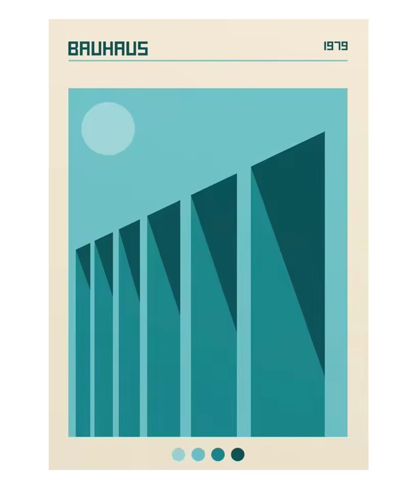 Bauhaus Inspired BLUE W/ SHADOWS Canvas Print