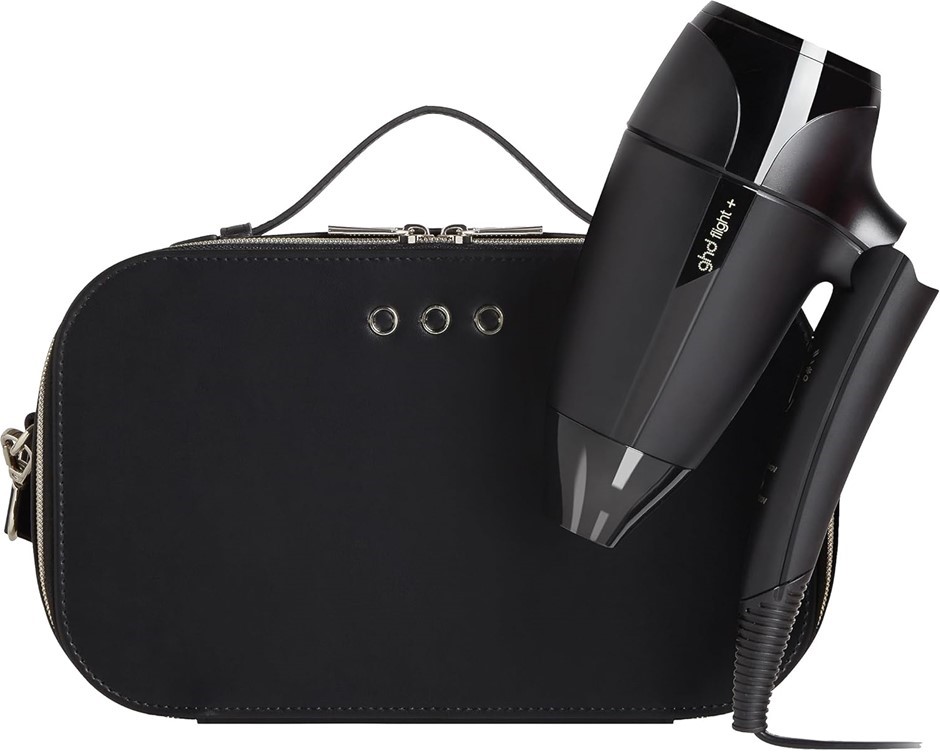 GHD Flight+ Travel Hair Dryer w/ Luxury Protective Case, Black.