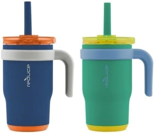 REDUCE 2-Pack Coldee Spill-Proof Tumblers, 414mL, Mystic Green & Varsity B