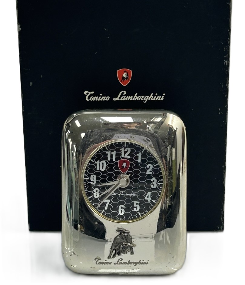 Tonino Lamborghini chrome-finish desk clock