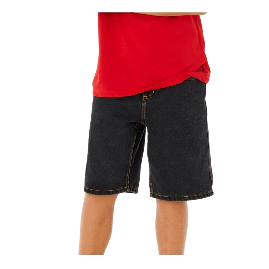 RIP CURL Boy's Hyped Up 20" Denim Walk Shorts, Size 12, Washed Black. RRP:$