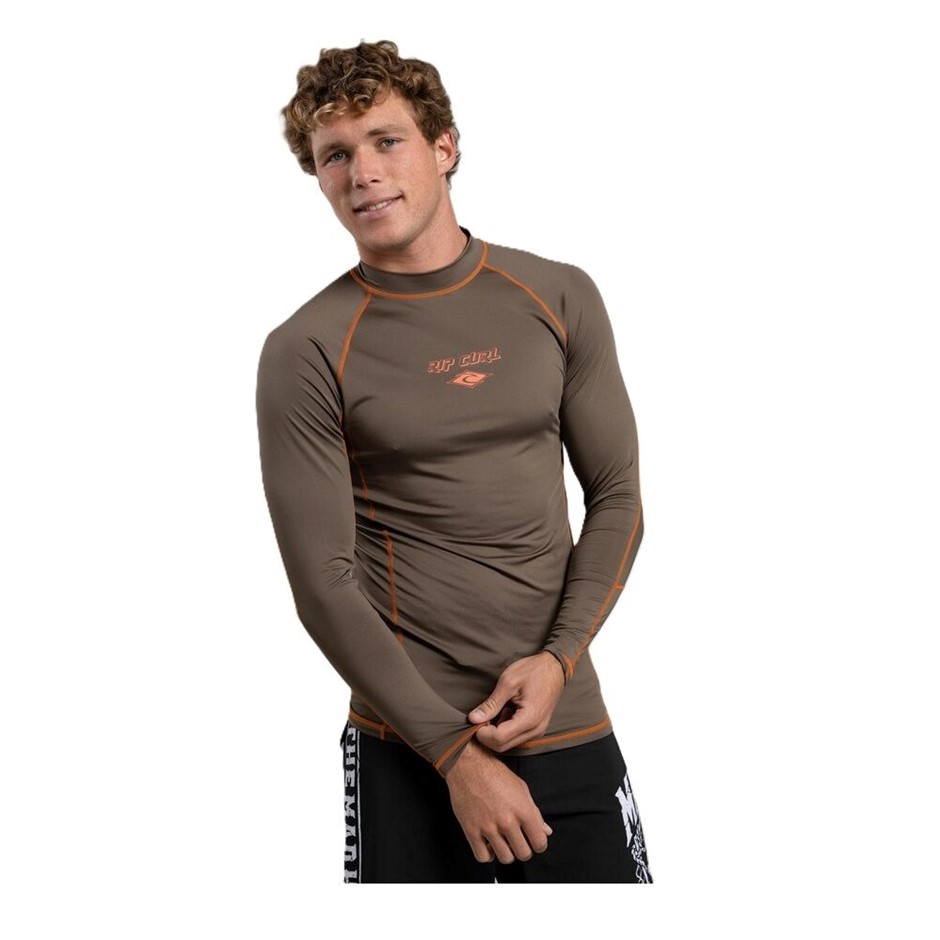 RIP CURL Men's Fade Out UV Long Sleeves Rash Vest, Size S, Rock. RRP: $69.9