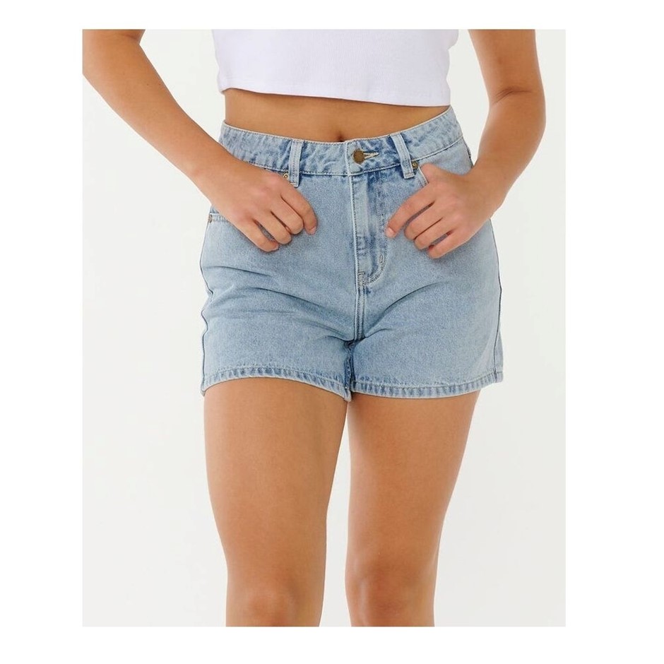 RIP CURL Women's Tabby Denim Shorts - Vintage Blue, Size 28, RRP: $99.99.