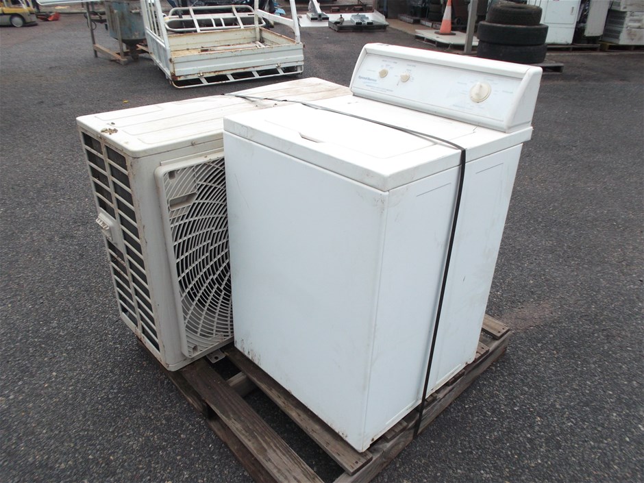 Ex Mine Site salvage outdoor air conditioning unit & washing machine