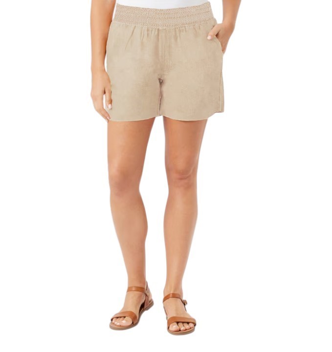BRIGGS Women's Linen Short, Size M, Dark Tan.  Buyers Note - Discount Freig
