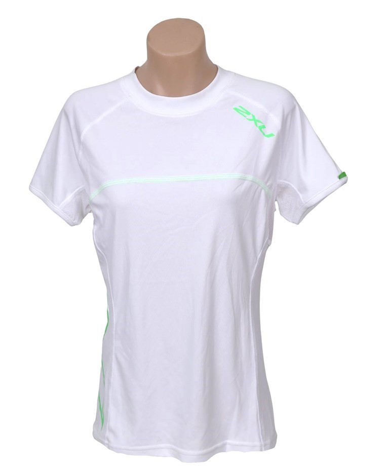 2 x 2XU Women's Sailing Short Sleeve Fibretech Tee, Size 3XL, White/Green.
