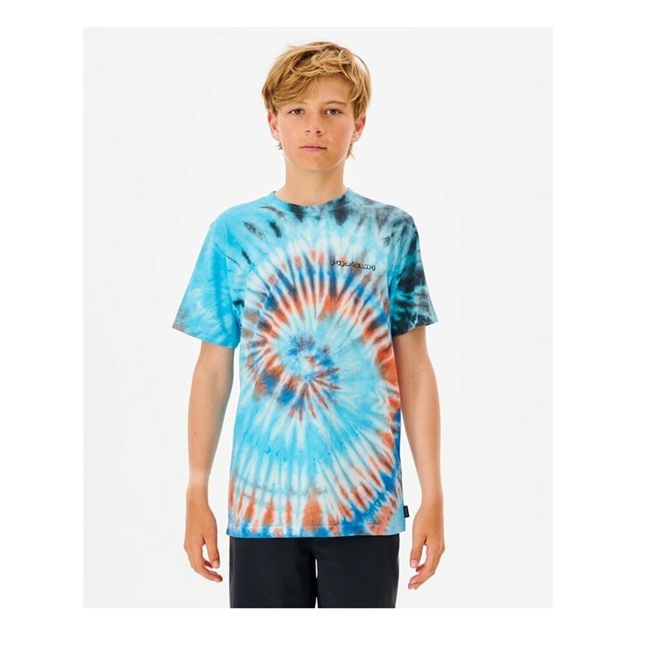 RIP CURL Boy's Cosmic Tides Tie Dye T-Shirt - Aqua, Size 8. RRP: $39.99.  B