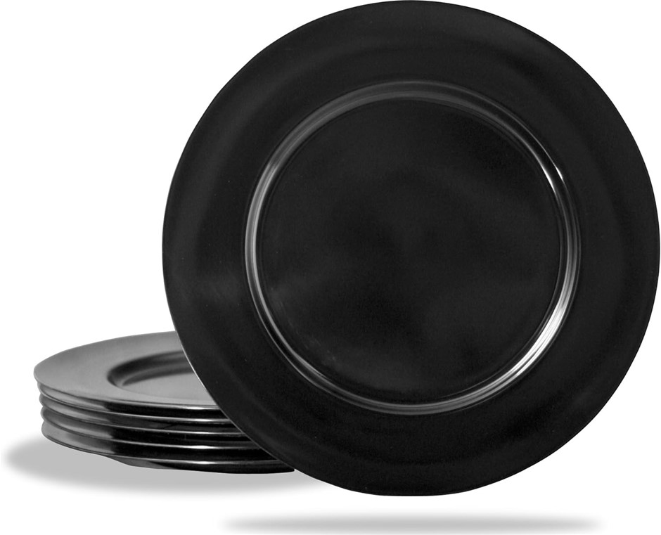RESTON LLOYD Calypso Basics Melamine Dinner Plate, Set of 6, Black.