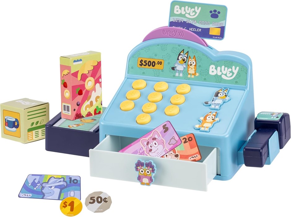BLUEY Cash Register Includes Toy Credit Card and Dollar Bucks. NB: Missing