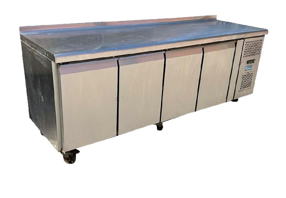 4 door underbar fridge with splash back