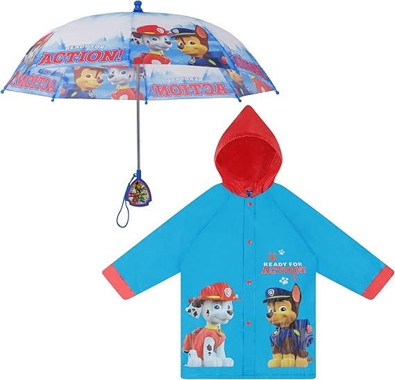 Nickelodeon Paw Patrol Slicker and Umbrella Rainwear Set, Light Blue, 2-3 Y