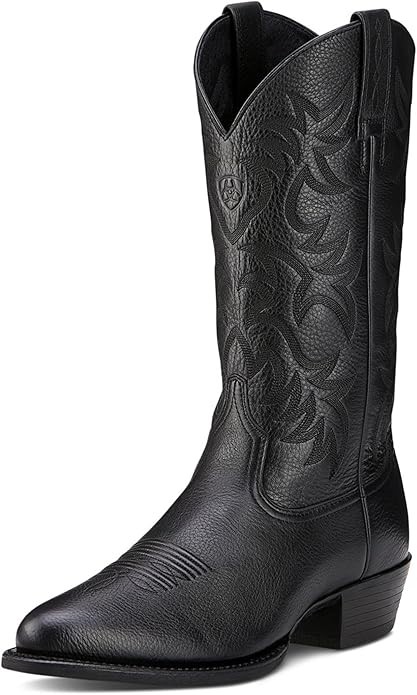 Ariat Men's Heritage R Toe Western Boot, Black Deertan, 12 Wide