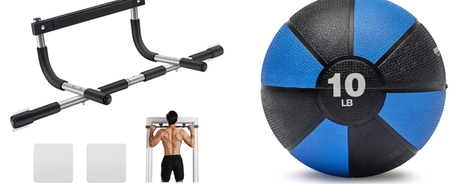 BUNDLE: ALLY PEAKS Pull Up Bar for Doorway, Thickened Steel Max Limit 440 l