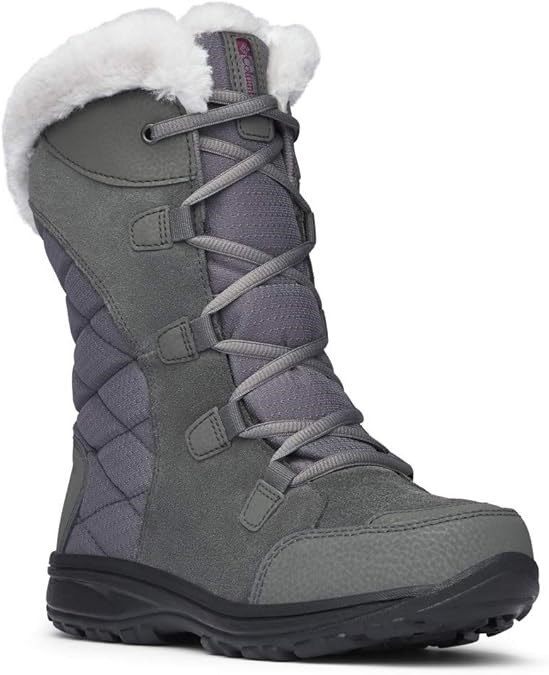 Columbia Women's Ice Maiden Ii Snow Boot, Shale, Dark Raspberry, 6 B US