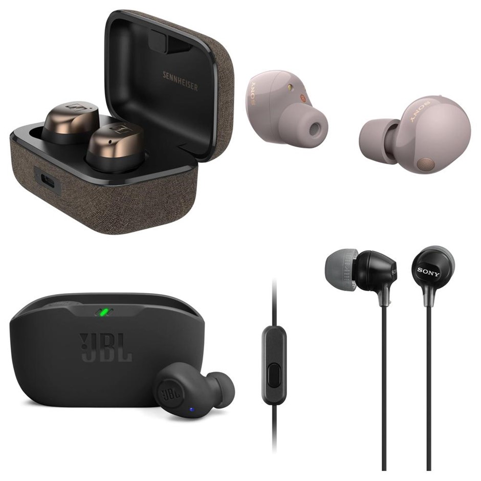 4 x Assorted Earbuds. 1 x SENNHEISER Momentum 4 TWS. 1 x JBL Wave Buds. 1 x