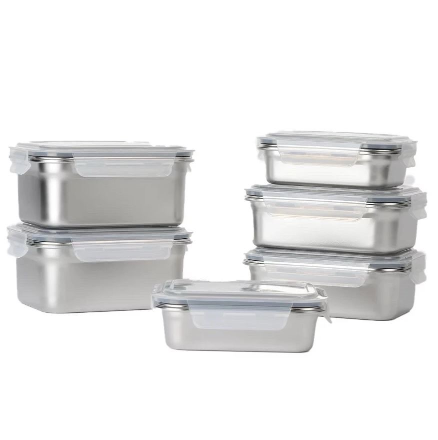 2 x NEOFLAM 12-Piece Stainless Steel Storage Container Set. NB: Damaged pac