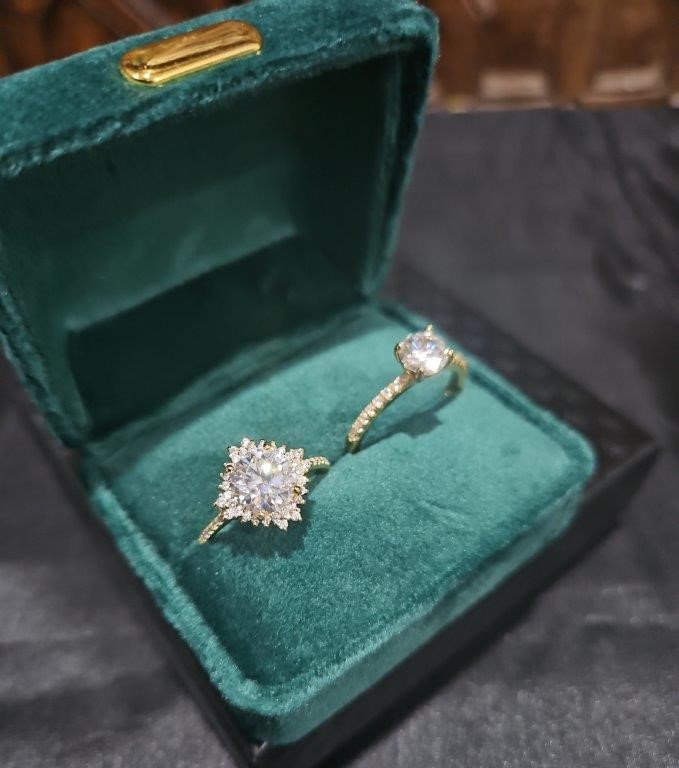 2pcsx1.0ct GRA Moissanite 18k Solid Yellow Gold Vermeil Ring (S925) -8US