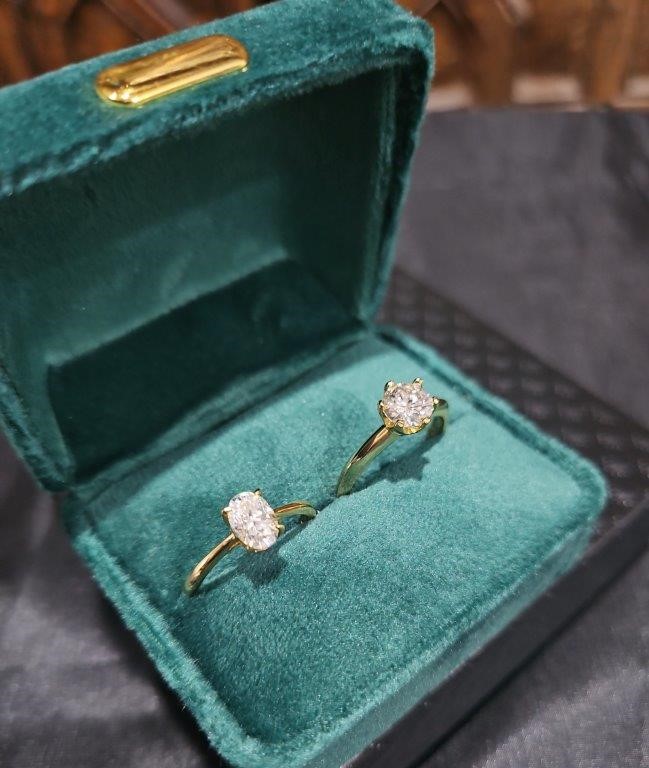 2pcsx1.0ct GRA Moissanite 18k Solid Yellow Gold Vermeil Ring (S925) -7US