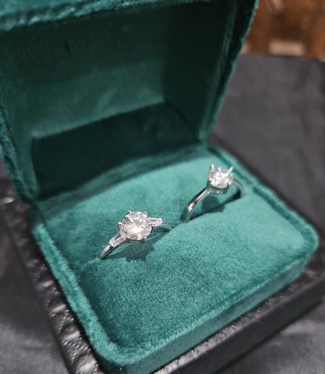 2pcsx1.0ct GRA Moissanite white -925 Sterling Silver Ring -8US