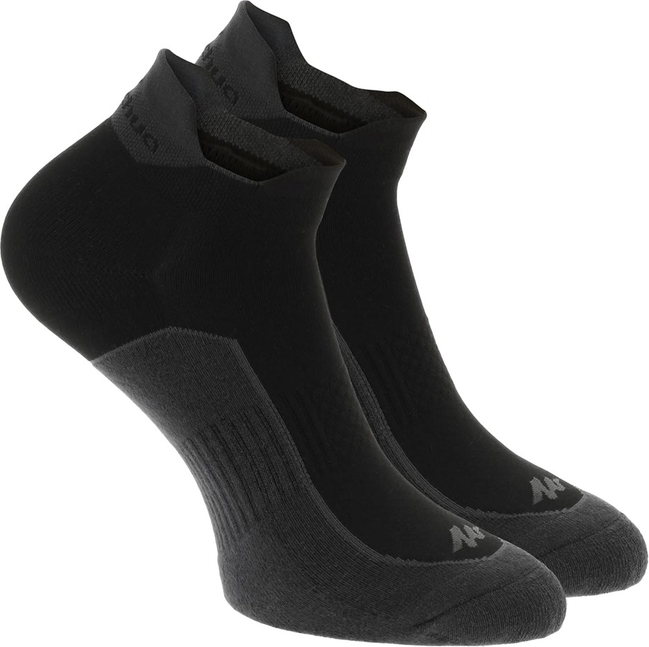 DECATHLON Adult Low Hiking Socks, 2-Pairs, Size EU 35-38, Black, NH500. Bu