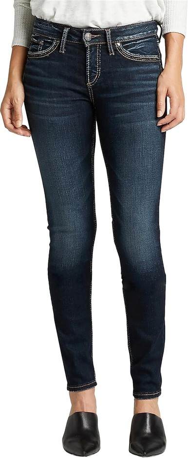 SILVER JEANS CO. Women's Suki Curvy Fit Mid-Rise Super Skinny Jeans, 30W x